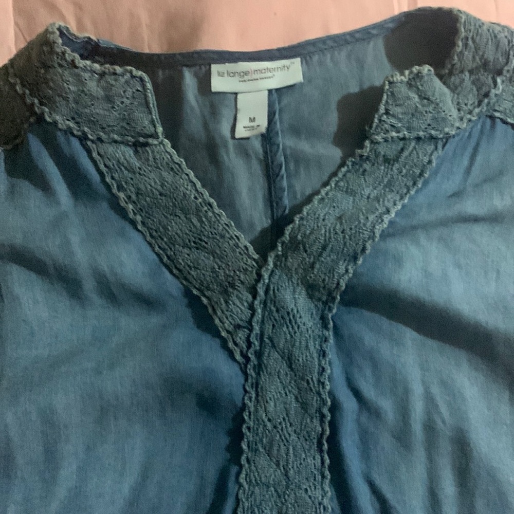 Liz Lange maternity soft denim dress, medium size with tag.